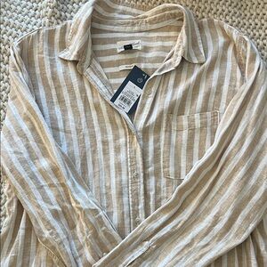 Universal Thread Beige and White Striped Shirt